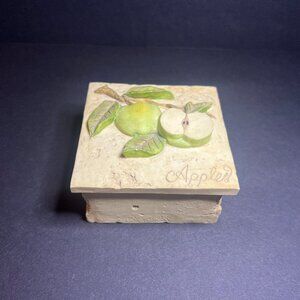 Decoline Handmade & Hand Painted Resin Ornate Apples Jewelry Trinket Box w/ Lid